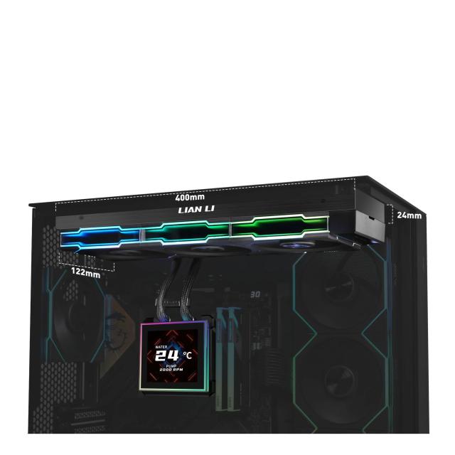 Охладител за процесор Lian Li Water Cooling HydroShift II LCD-S 360TL Black, 3 pin ADD-RGB 5 /4 pin PWM, Intel LGA 1851/1700, AM4, AM5