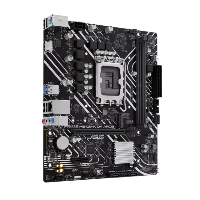 Дънна платка ASUS PRIME H610M-K-D4 ARGB, 2x DDR4, 1x M.2 slot, 4x SATA 6Gb/s, HDMI, mATX