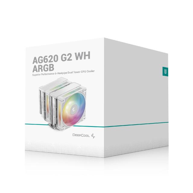 Охладител за процесор DeepCool CPU Cooler AG620 G2 WH ARGB - Dual-Tower - LGA1700,1851/AM4, AM5
