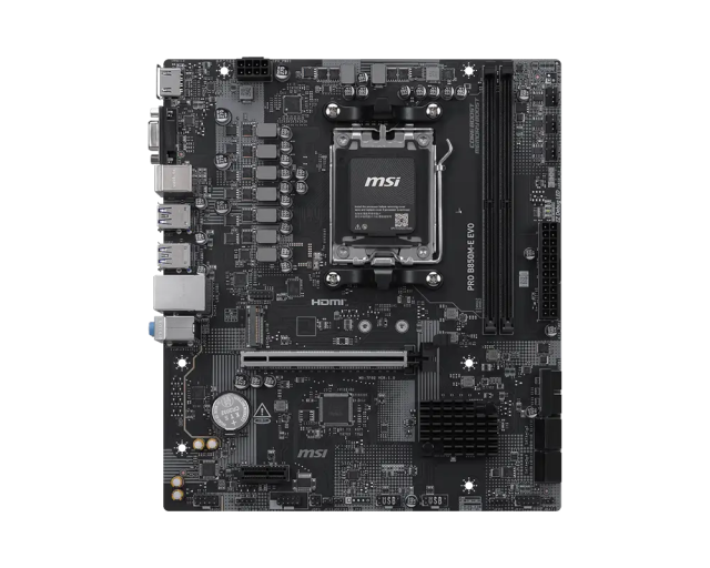 Дънна платка MSI PRO B850M-E EVO, AM5, 2x DDR5, 1x M.2, 4x SATA 6G, VGA, HDMI, ATX 