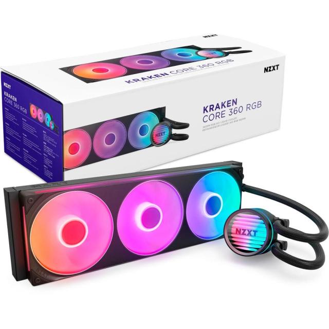 Охладител за процесор NZXT Kraken Core 360 RGB, 4-Pin PWM, LGA1851/LGA1700/LGA115x/АМ4/AM5
