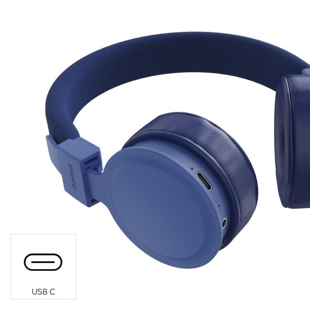 Слушалки HAMA с микрофон "Freedom Lit III", 20 - 20 kHz, Bluetooth, син