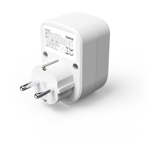 HAMA 3-мултипортов контакт, 1 x USB-C PD, 1 x USB-A, 1 x Шуко контакт, 30W PD