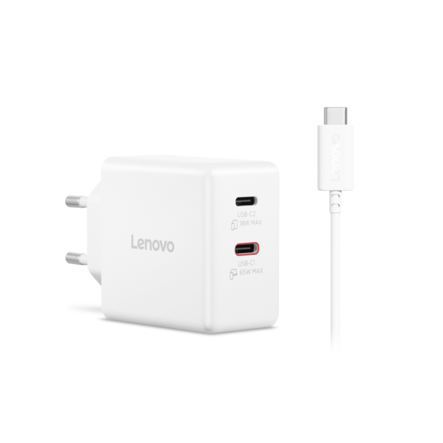 Захранващ адаптер Lenovo DUAL 65W, 2x USB Type-C