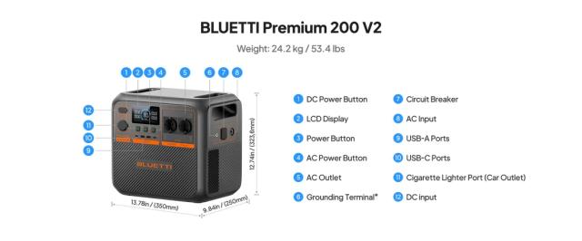Преносима захранваща станция Bluetti Portable Power Station Premium 200 V2, 2700W / 2073.6 Wh