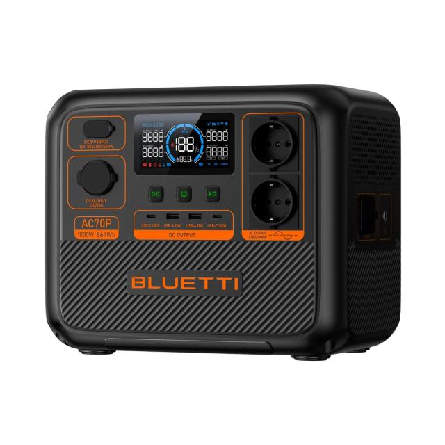 Преносима захранваща станция Bluetti Portable Power Station AC70P - Premium 80, 1000W / 864Wh