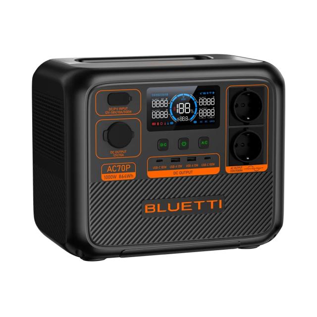 Преносима захранваща станция Bluetti Portable Power Station AC70P - Premium 80, 1000W / 864Wh
