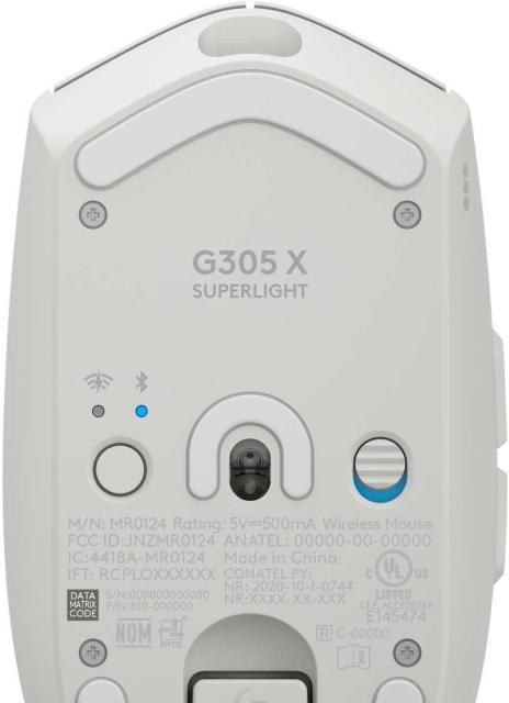 Мишка Logitech G305 SUPERLIGHT, оптична (12 000 dpi), Bluetooth/Wireless, Бяла