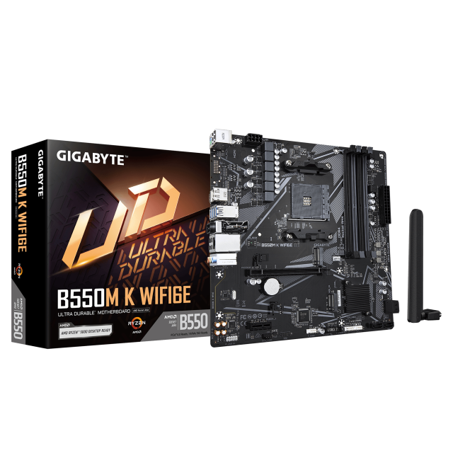 Дънна платка Gigabyte B550M K Wi-Fi 6E, B550, AM4, DDR4, PCI-E 4.0/3.0, 2x M.2, 4x SATA 6Gb/s, HDMI, DisplayPort, mATX