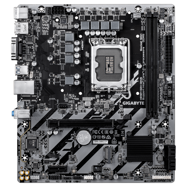 Дънна платка Gigabyte H810M S2H Gen5, H810, LGA1851, 2x DDR5, 1x M.2, 4x SATA 6Gb/s, VGA, HDMI, DisplayPort, Micro ATX