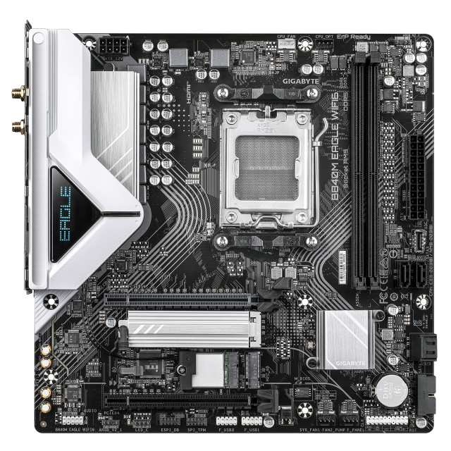 Дънна платка Gigabyte B840M EAGLE WIFI6, B840, AM5, 2x DDR5, 1x M.2, 4x SATA 6Gb/s, Wi-Fi 6, HDMI, DisplayPort, Micro ATX