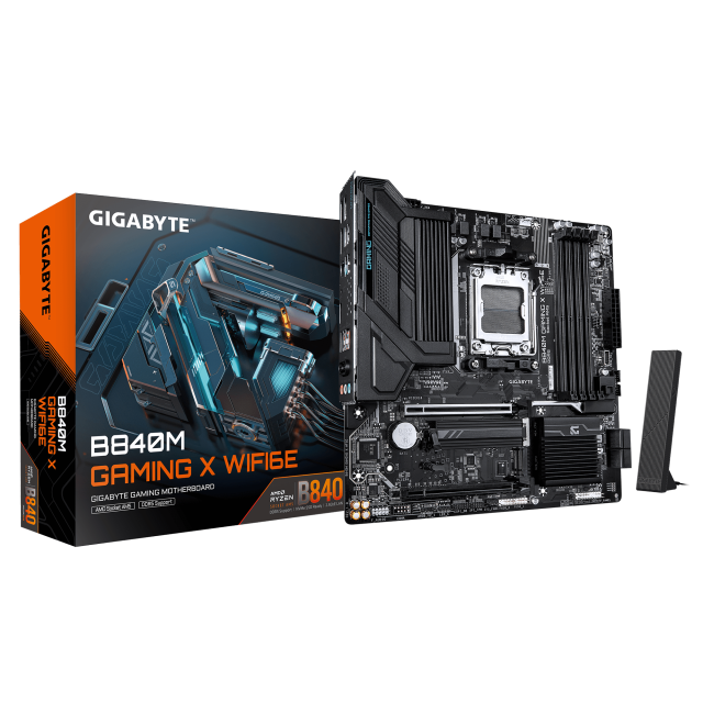 Дънна платка Gigabyte B840M GAMING X WIFI 6E, AM5, DDR5, 2x M.2, 4x SATA 6Gb/s, HDMI, 2x DisplayPort, Micro ATX