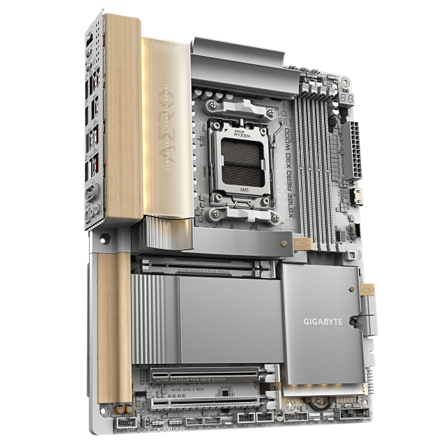 Дънна платка GIGABYTE X870E AERO X3D WOOD WIFI7, AM5, 4x DDR5, PCIe 5.0, 4x M.2 NVMe, 4x SATA 6Gb/s, Wi-Fi 7, BLUETOOTH 5.4, 2 x RJ-45, HDMI, ATX