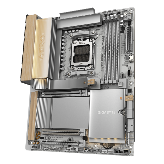 Дънна платка GIGABYTE X870E AERO X3D WOOD WIFI7, AM5, 4x DDR5, PCIe 5.0, 4x M.2 NVMe, 4x SATA 6Gb/s, Wi-Fi 7, BLUETOOTH 5.4, 2 x RJ-45, HDMI, ATX