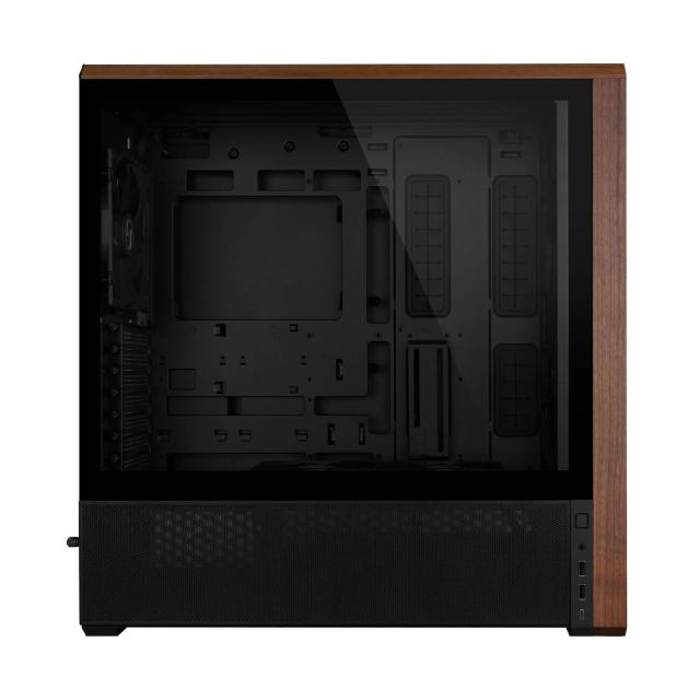 Кутия Lian Li LANCOOL 217 WOOD Black, Middle Tower, Tempered Glass, 2 x USB 3.0, 1 x USB Type-C, Mini-ITX / ATX Micro / ATX / Extended / SSI-EEB