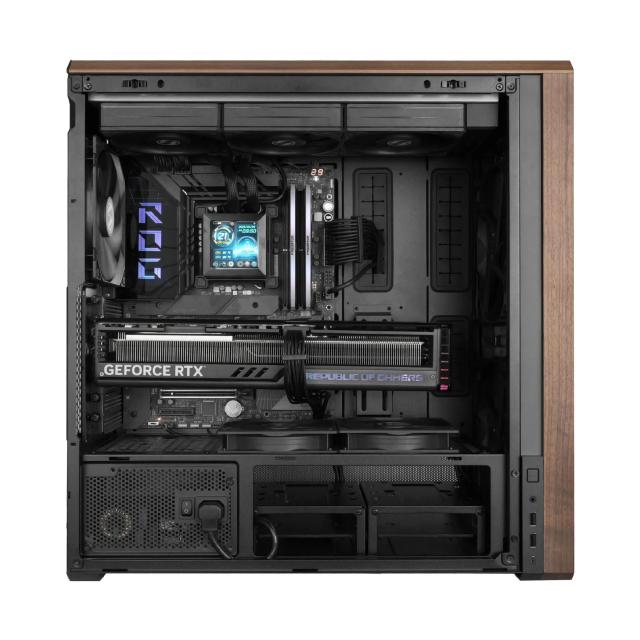 Кутия Lian Li LANCOOL 217 WOOD Black, Middle Tower, Tempered Glass, 2 x USB 3.0, 1 x USB Type-C, Mini-ITX / ATX Micro / ATX / Extended / SSI-EEB