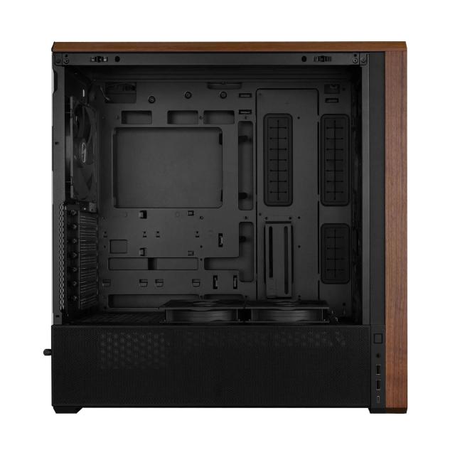Кутия Lian Li LANCOOL 217 WOOD Black, Middle Tower, Tempered Glass, 2 x USB 3.0, 1 x USB Type-C, Mini-ITX / ATX Micro / ATX / Extended / SSI-EEB