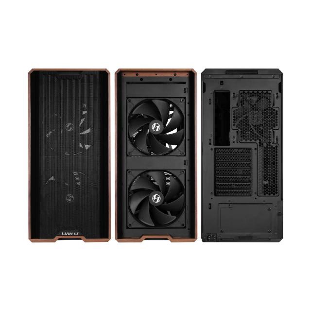 Кутия Lian Li LANCOOL 217 WOOD Black, Middle Tower, Tempered Glass, 2 x USB 3.0, 1 x USB Type-C, Mini-ITX / ATX Micro / ATX / Extended / SSI-EEB