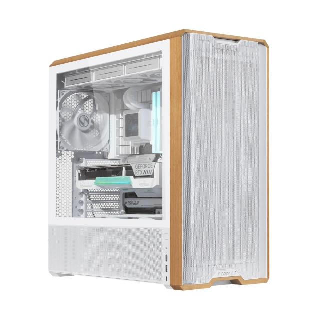 Кутия Lian Li LANCOOL 217 WOOD White, Middle Tower, Tempered Glass, 2 x USB 3.0, 1 x USB Type-C, Mini-ITX / ATX Micro / ATX / Extended / SSI-EEB