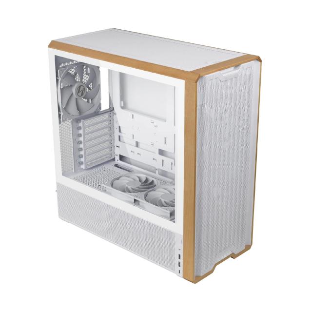 Кутия Lian Li LANCOOL 217 WOOD White, Middle Tower, Tempered Glass, 2 x USB 3.0, 1 x USB Type-C, Mini-ITX / ATX Micro / ATX / Extended / SSI-EEB