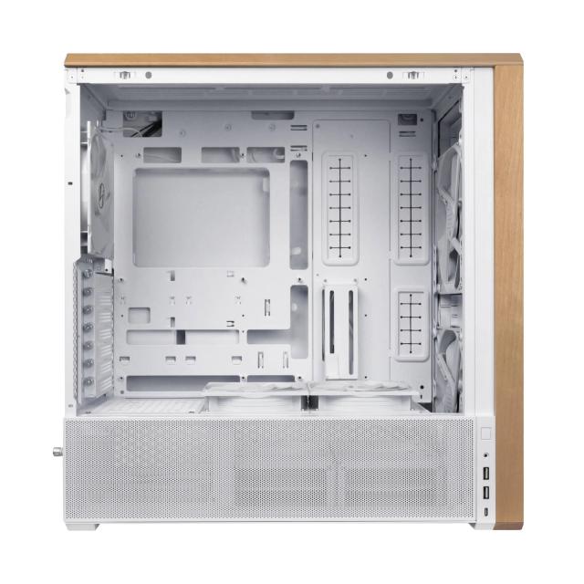 Кутия Lian Li LANCOOL 217 WOOD White, Middle Tower, Tempered Glass, 2 x USB 3.0, 1 x USB Type-C, Mini-ITX / ATX Micro / ATX / Extended / SSI-EEB