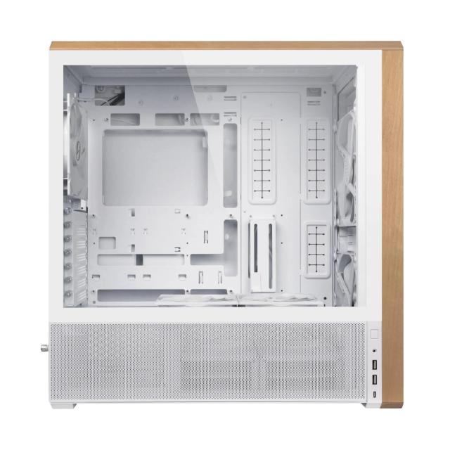 Кутия Lian Li LANCOOL 217 WOOD White, Middle Tower, Tempered Glass, 2 x USB 3.0, 1 x USB Type-C, Mini-ITX / ATX Micro / ATX / Extended / SSI-EEB