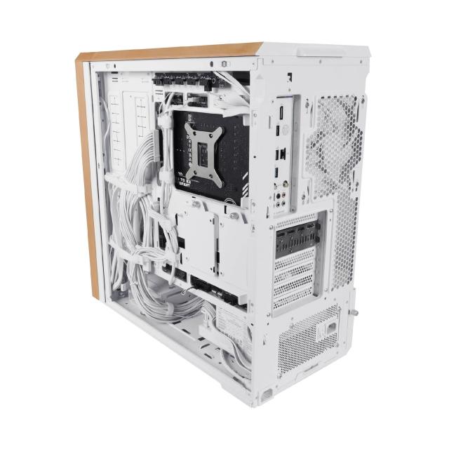 Кутия Lian Li LANCOOL 217 WOOD White, Middle Tower, Tempered Glass, 2 x USB 3.0, 1 x USB Type-C, Mini-ITX / ATX Micro / ATX / Extended / SSI-EEB