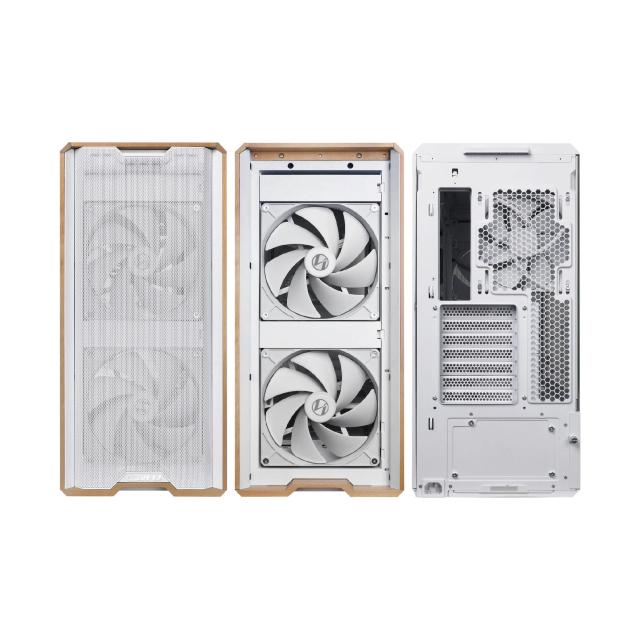 Кутия Lian Li LANCOOL 217 WOOD White, Middle Tower, Tempered Glass, 2 x USB 3.0, 1 x USB Type-C, Mini-ITX / ATX Micro / ATX / Extended / SSI-EEB