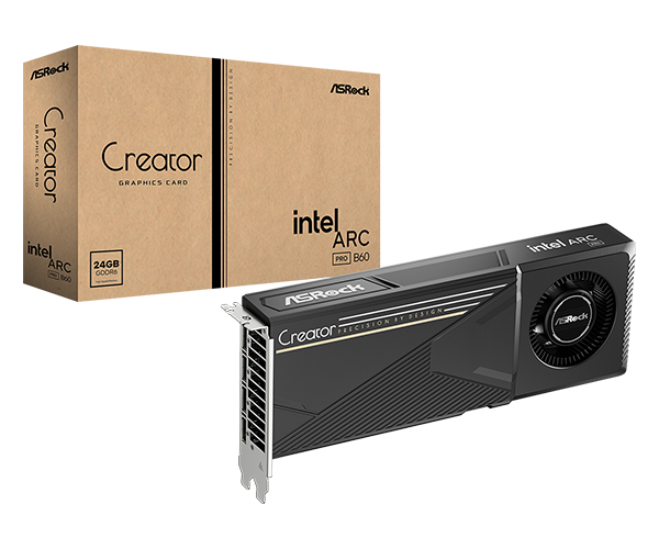 Видеокарта ASRock Intel ARC PRO B60 CREATOR 24GB GDDR6, 192-bit, 4x DisplayPort