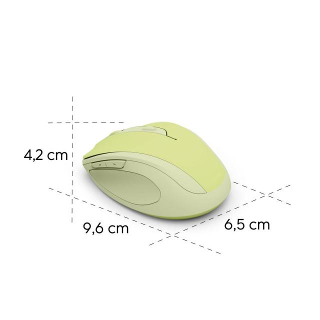 Мишка HAMA MW-400 Wireles, оптична (800-1600 dpi), ергономична, 6 бутона, тиха, зелен