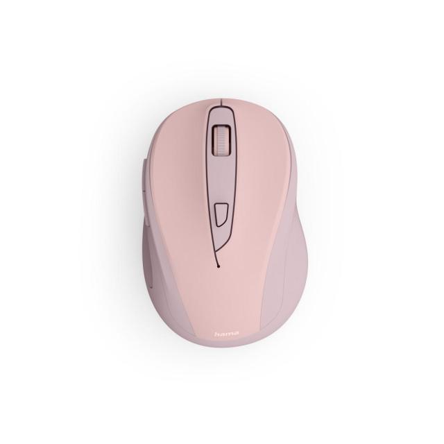 Мишка HAMA MW-400 Wireles, оптична (800-1600 dpi), ергономична, 6 бутона, тиха, розов