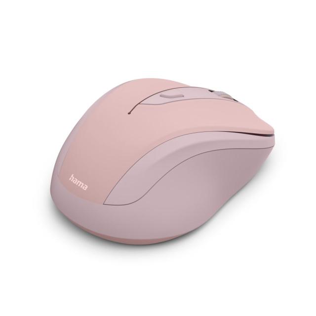 Мишка HAMA MW-400 Wireles, оптична (800-1600 dpi), ергономична, 6 бутона, тиха, розов