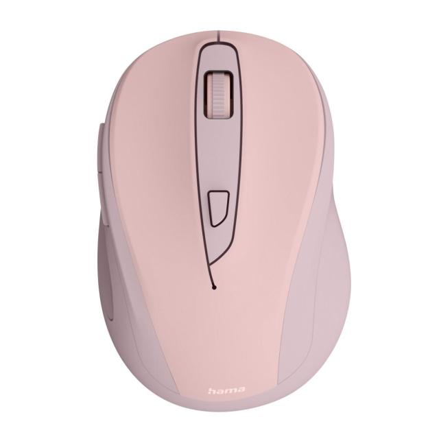 Мишка HAMA MW-400 Wireles, оптична (800-1600 dpi), ергономична, 6 бутона, тиха, розов