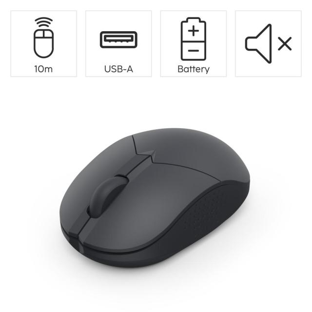 Мишка HAMA WM-150 Wireles, оптична (800-1600 dpi), 3 бутона, тиха, Черна