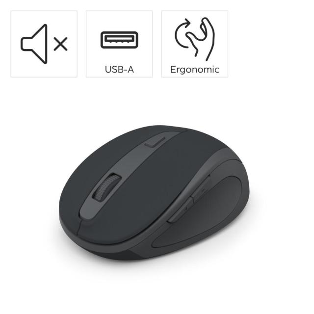 Мишка HAMA MW-400 Wireles, оптична (800-1600 dpi), ергономична, 6 бутона, тиха, Черна