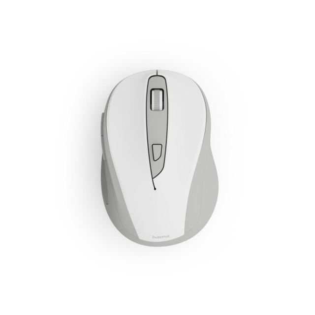 Мишка HAMA MW-400 Wireles, оптична (800-1600 dpi), ергономична, 6 бутона, тиха, Бял