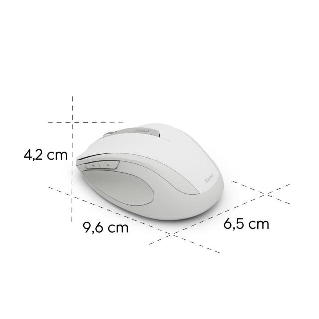 Мишка HAMA MW-400 Wireles, оптична (800-1600 dpi), ергономична, 6 бутона, тиха, Бял