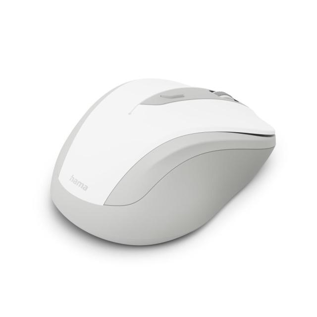 Мишка HAMA MW-400 Wireles, оптична (800-1600 dpi), ергономична, 6 бутона, тиха, Бял