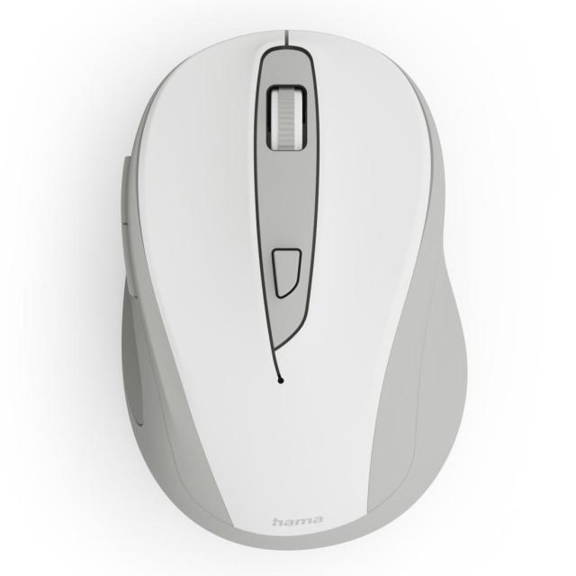 Мишка HAMA MW-400 Wireles, оптична (800-1600 dpi), ергономична, 6 бутона, тиха, Бял