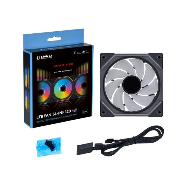Вентилатор Lian Li Fan 120mm, UNI SL-INF 120 ARGB Reverse Blade, 120 X 122 X 25 (mm), 1x 4-PIN PWM + 3-PIN ARGB, Black