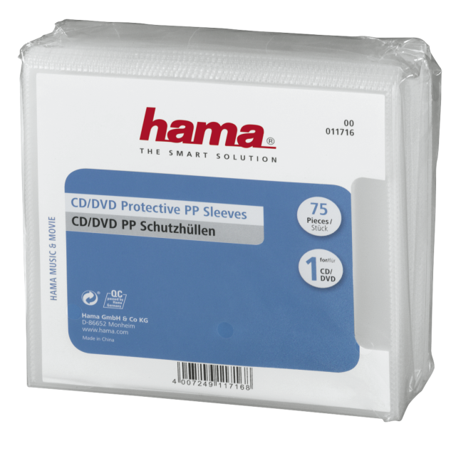 Предпазни пликове HAMA за CD/DVD дискове, опаковка 75 бр.