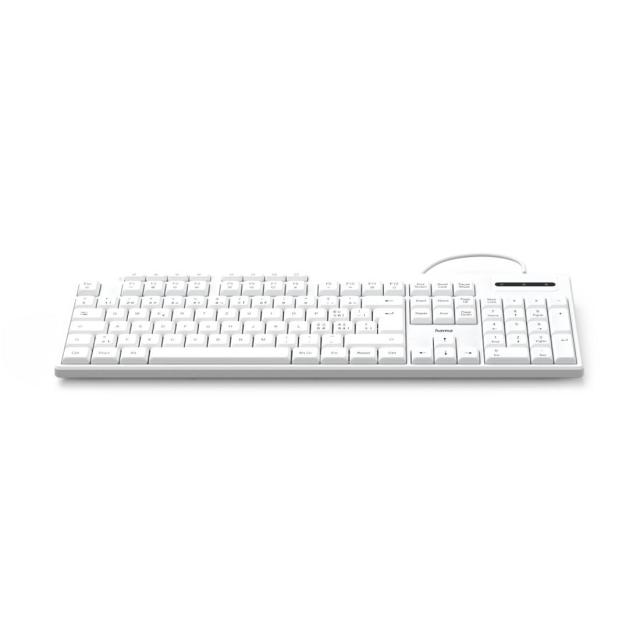 Клавиатура HAMA "CK-200", 8 мултимедийни клавиша, USB Type-A/C, White