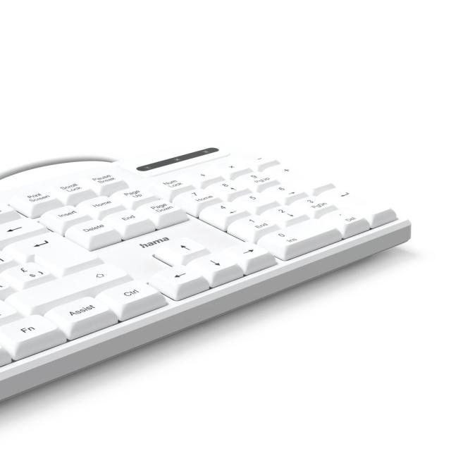 Клавиатура HAMA "CK-200", 8 мултимедийни клавиша, USB Type-A/C, White