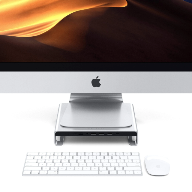 алуминиева поставка с допълнителни портове за Apple iMac - Satechi USB-C Aluminium Monitor Stand Hub for iMac