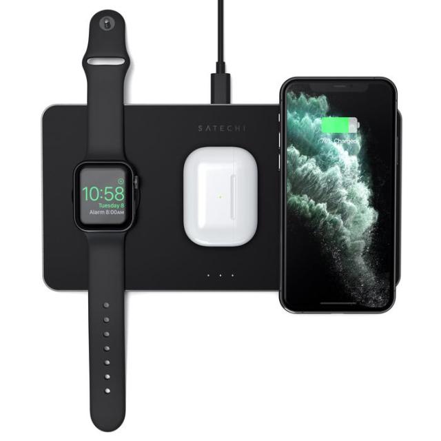 Док станция за зареждане на Qi устройства, Apple Watch и Apple AirPods - Satechi Trio Wireless Charging Pad