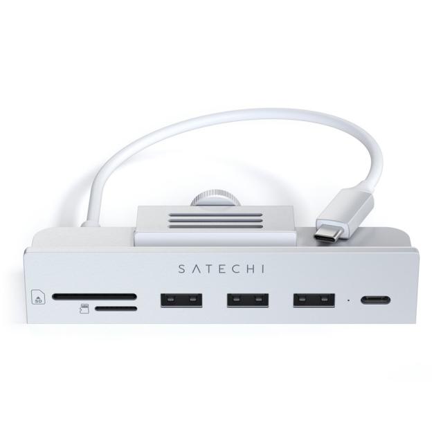 USB Хъб Satechi USB-C Clamp Hub, USB Type-C към 1x USB Type-C/3x USB 3.0 Type-A, MicroSD/SD слот, за Apple iMac 24 (2021), 5000 Mbit/s