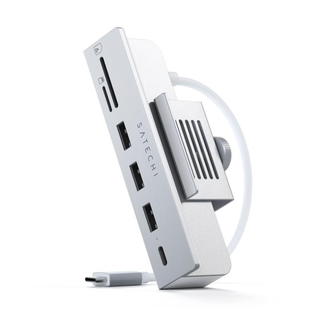 USB Хъб Satechi USB-C Clamp Hub, USB Type-C към 1x USB Type-C/3x USB 3.0 Type-A, MicroSD/SD слот, за Apple iMac 24 (2021), 5000 Mbit/s