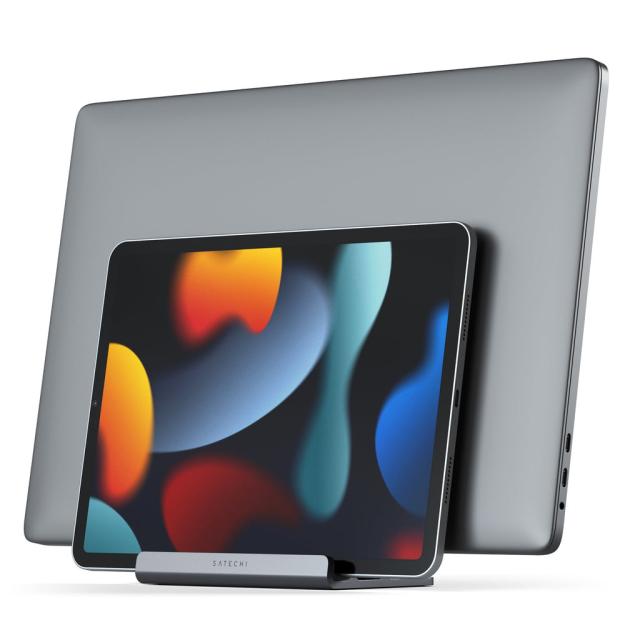 Вертикална двойна алуминиева поставка за MacBook, лаптопи, таблети и смартфони - Satechi Dual Vertical Aluminium Laptop Stand