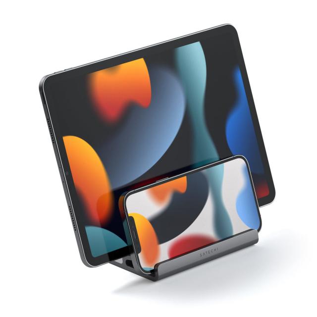 Вертикална двойна алуминиева поставка за MacBook, лаптопи, таблети и смартфони - Satechi Dual Vertical Aluminium Laptop Stand