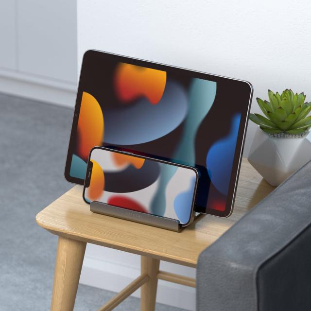 Вертикална двойна алуминиева поставка за MacBook, лаптопи, таблети и смартфони - Satechi Dual Vertical Aluminium Laptop Stand